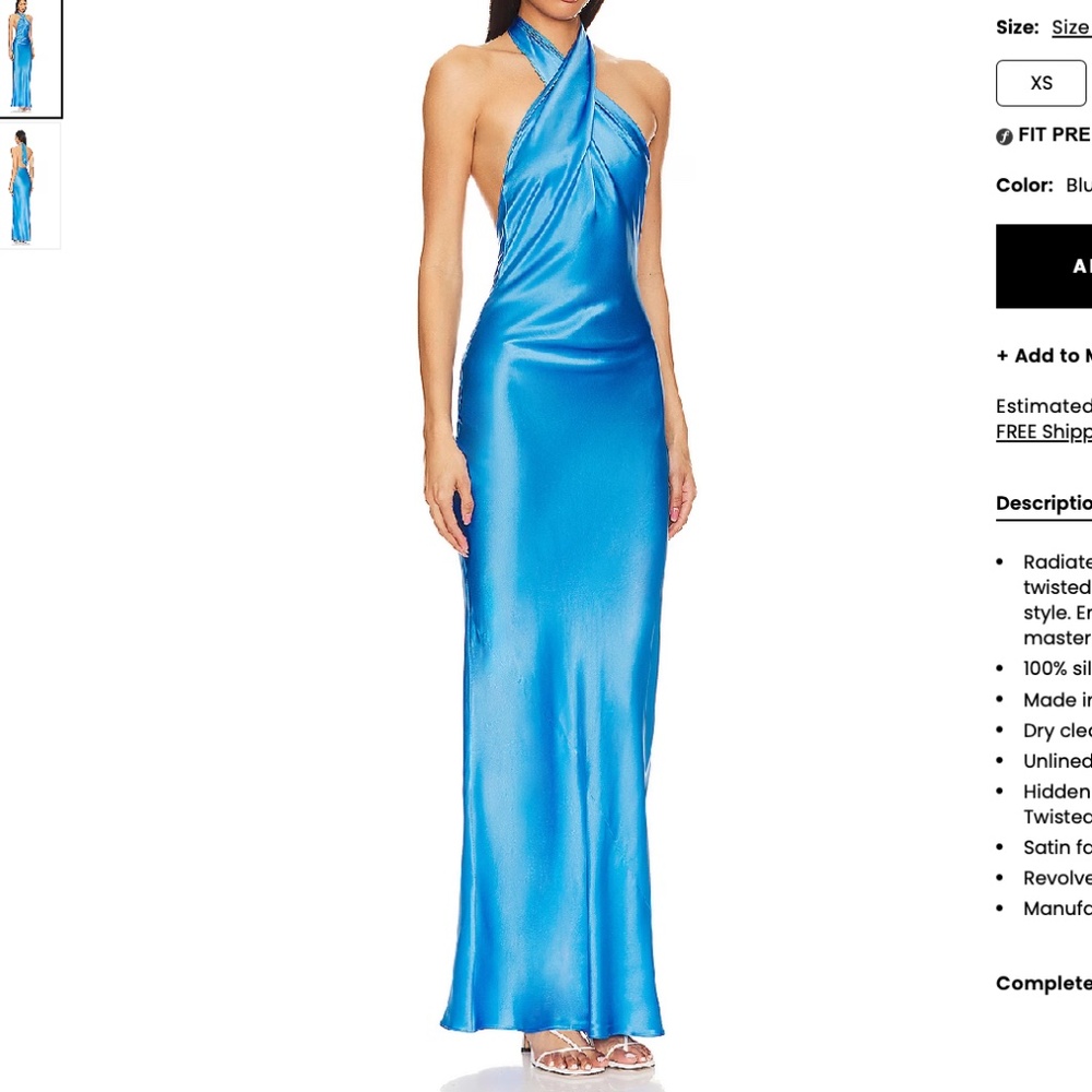 Amanda Uprichard Galilea Gown in Blue Jay